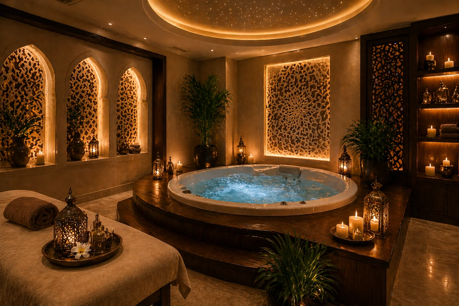 Elegant spa relaxation room at Sapphire Spa