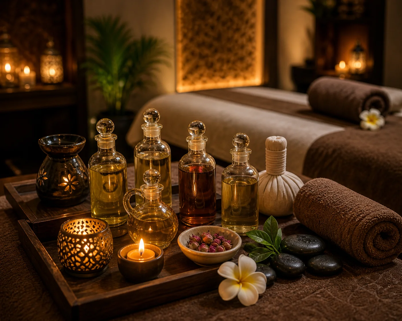 Candle-lit spa room at Sapphire Spa, Business Bay